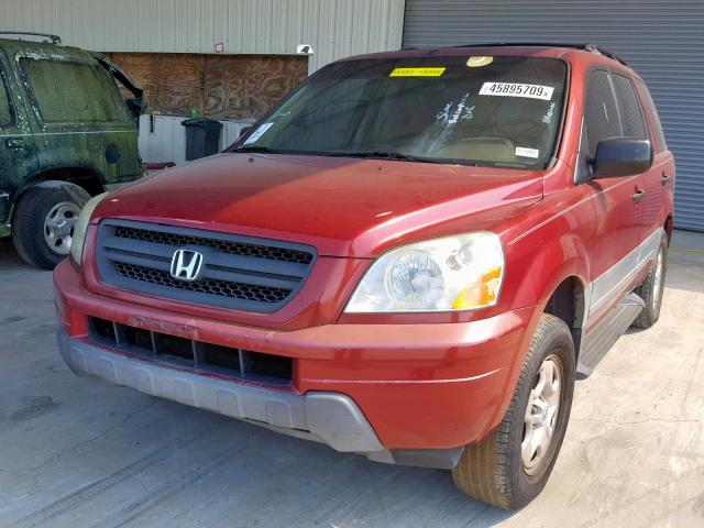 2HKYF18194H565277 - 2004 HONDA PILOT LX MAROON photo 2