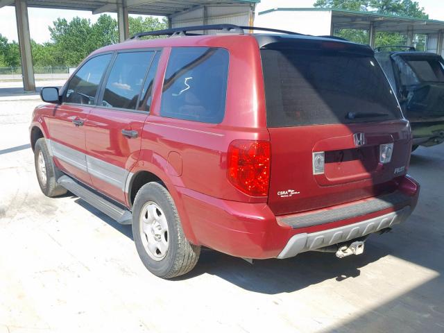 2HKYF18194H565277 - 2004 HONDA PILOT LX MAROON photo 3