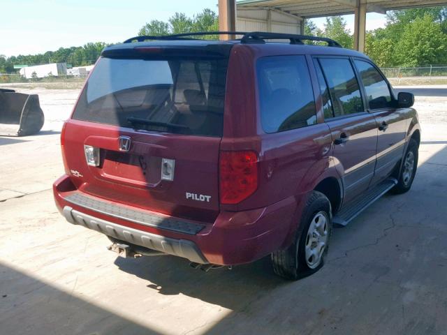 2HKYF18194H565277 - 2004 HONDA PILOT LX MAROON photo 4