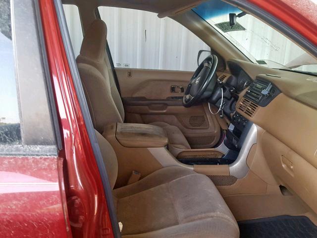 2HKYF18194H565277 - 2004 HONDA PILOT LX MAROON photo 5