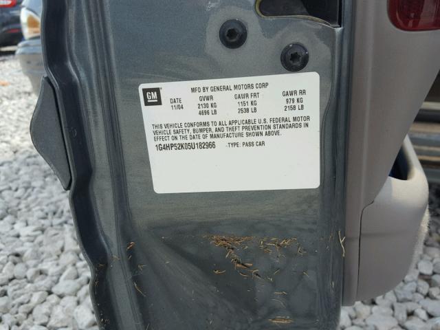 1G4HP52K05U182966 - 2005 BUICK LESABRE CU GRAY photo 10