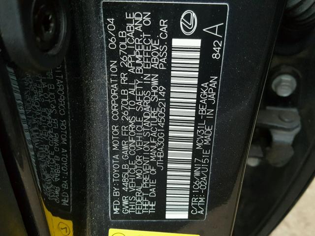 JTHBA30G145052149 - 2004 LEXUS ES 330 BLACK photo 10