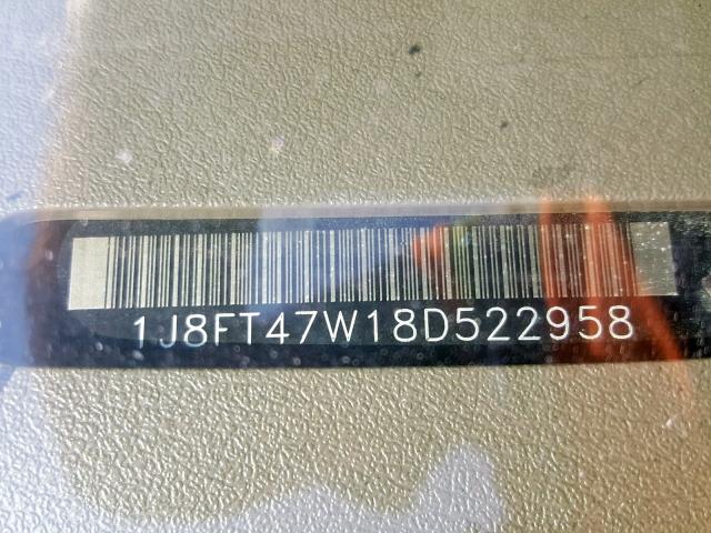 1J8FT47W18D522958 - 2008 JEEP COMPASS SP შავი ფოტო 10