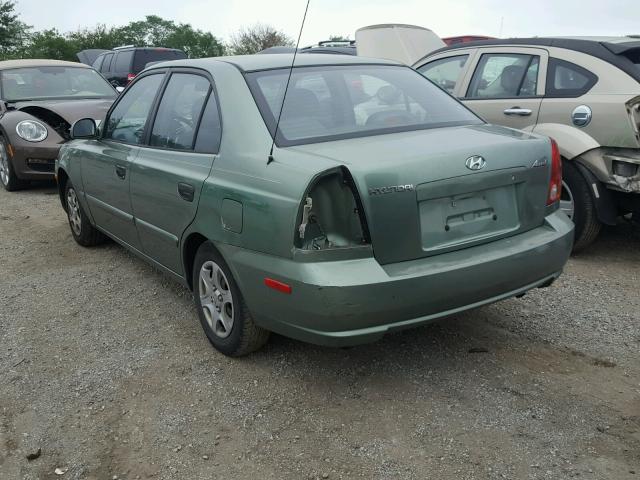 KMHCG45C63U496367 - 2003 HYUNDAI ACCENT GL GREEN photo 3