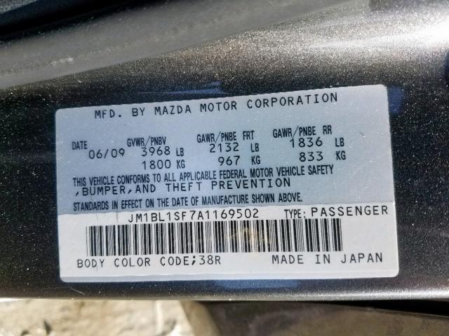 JM1BL1SF7A1169502 - 2010 MAZDA 3 I GRAY photo 10