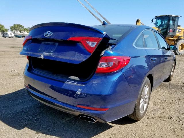 5NPE24AF8HH574905 - 2017 HYUNDAI SONATA SE BLUE photo 4