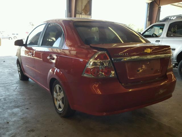 KL1TD56E59B343722 - 2009 CHEVROLET AVEO LS RED photo 3