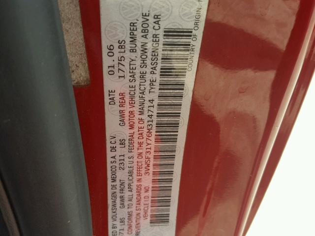 3VWSF31Y76M314714 - 2006 VOLKSWAGEN NEW BEETLE Qırmızı foto 10