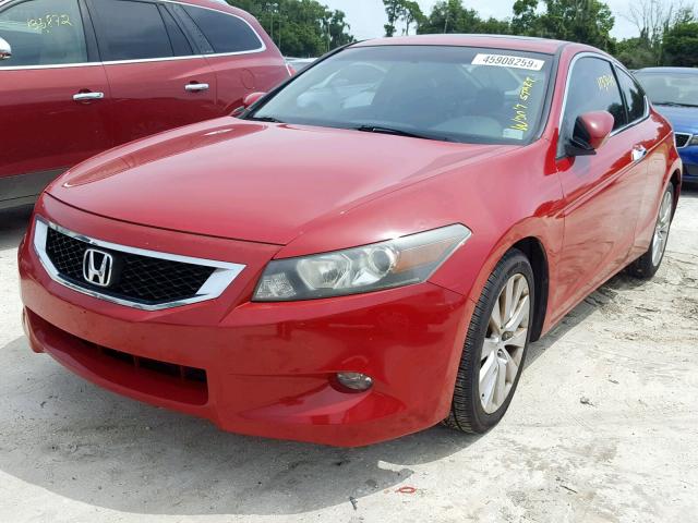 1HGCS21889A002952 - 2009 HONDA ACCORD EXL RED photo 2