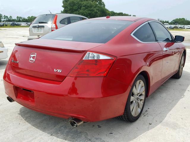 1HGCS21889A002952 - 2009 HONDA ACCORD EXL RED photo 4