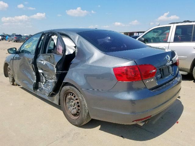 3VW2K7AJ9EM252365 - 2014 VOLKSWAGEN JETTA BASE GRAY photo 3