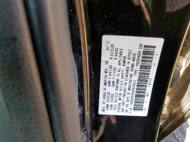 1HGCR3F85DA034003 - 2013 HONDA ACCORD EXL BLUE photo 10