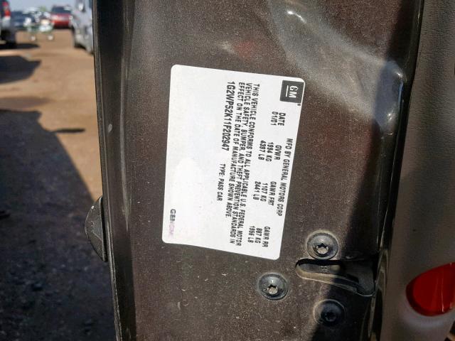 1G2WP52K11F202947 - 2001 PONTIAC GRAND PRIX GOLD photo 10