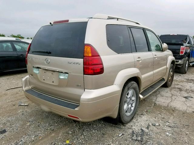 JTJBT20X070130912 - 2007 LEXUS GX 470 GOLD photo 4