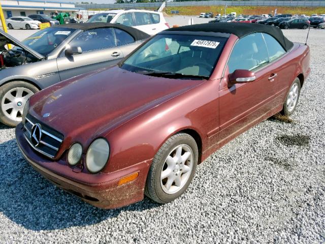 WDBLK65G6YT052709 - 2000 MERCEDES-BENZ CLK 320 BURGUNDY photo 2