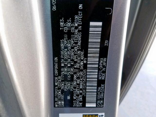 JTLKT324154025365 - 2005 TOYOTA SCION XB 灰色 照片 10