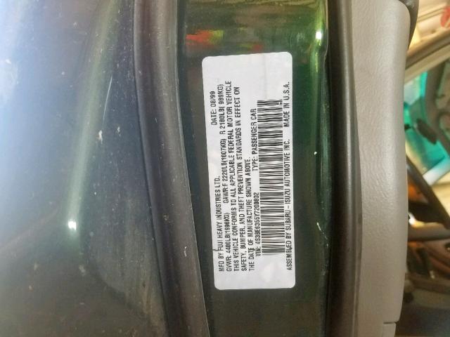 4S3BE6355Y7200802 - 2000 SUBARU LEGACY L GREEN photo 10