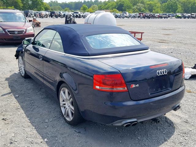 WUARL48H27K900884 - 2007 AUDI S4 QUATTRO BLUE photo 3