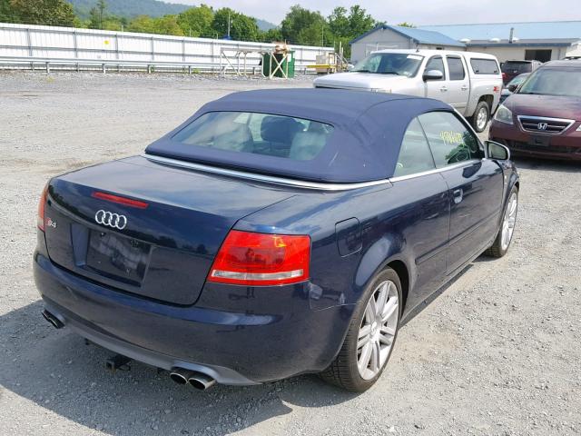 WUARL48H27K900884 - 2007 AUDI S4 QUATTRO BLUE photo 4