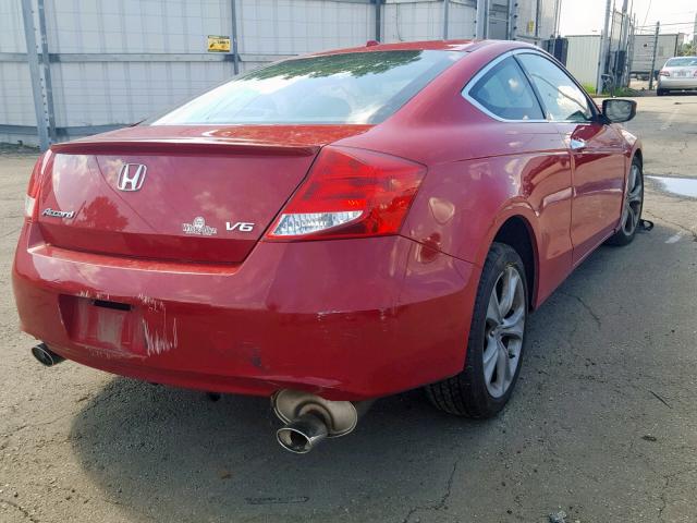 1HGCS2B87BA004678 - 2011 HONDA ACCORD EXL RED photo 4