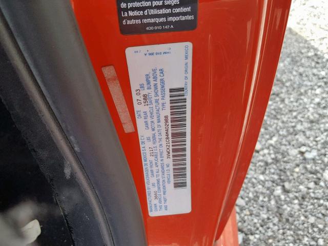 3VWCK21C84M402988 - 2004 VOLKSWAGEN NEW BEETLE ნარინჯისფერი ფოტო 10