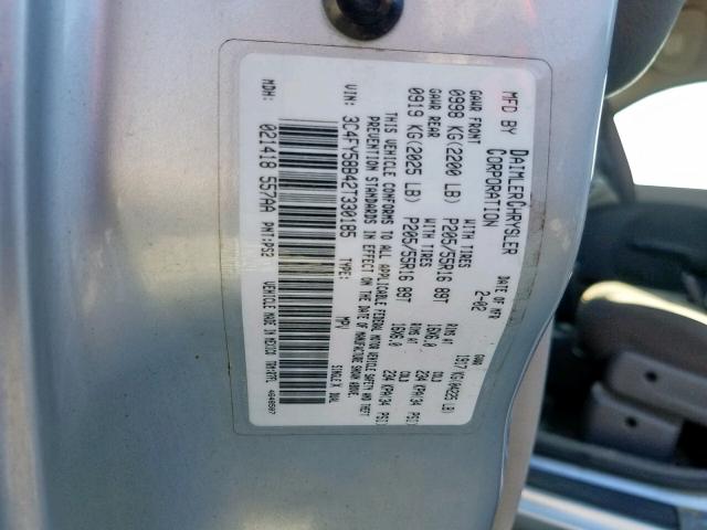 3C4FY58B42T330185 - 2002 CHRYSLER PT CRUISER SILVER photo 10