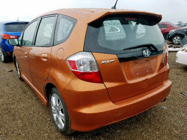 JHMGE8H42AC020352 - 2010 HONDA FIT SPORT ORANGE photo 3