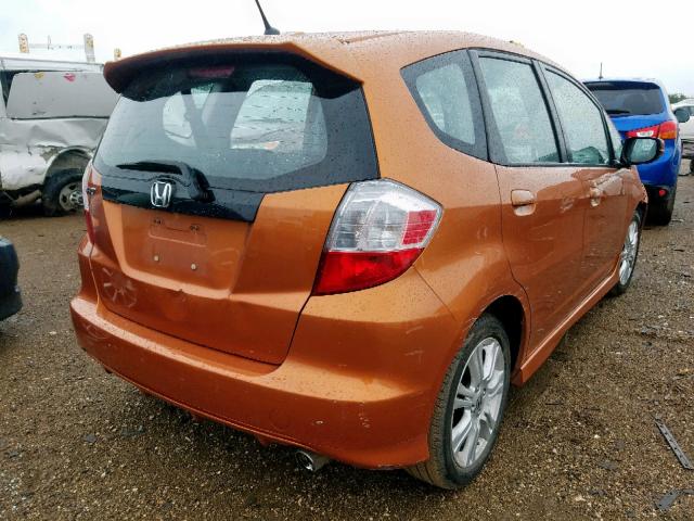 JHMGE8H42AC020352 - 2010 HONDA FIT SPORT ORANGE photo 4