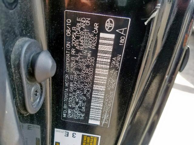 JTKJF5C75B3001230 - 2011 TOYOTA SCION TC შავი ფოტო 10