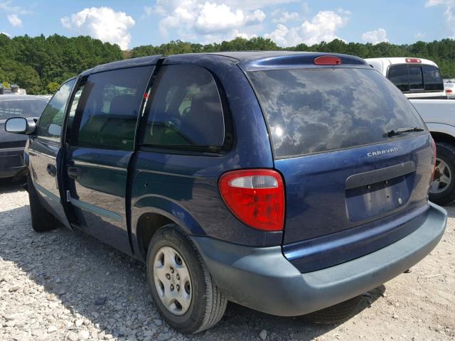 1B4GP25391B160521 - 2001 DODGE CARAVAN SE BLUE photo 3