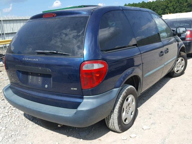 1B4GP25391B160521 - 2001 DODGE CARAVAN SE BLUE photo 4