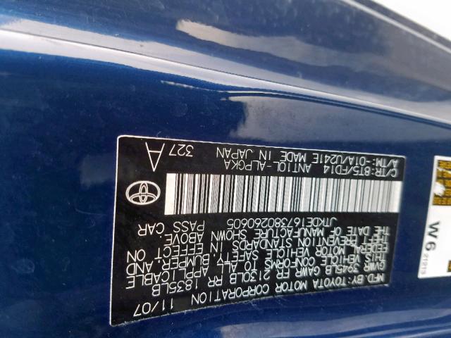 JTKDE167380260605 - 2008 TOYOTA SCION TC ლურჯი ფოტო 10
