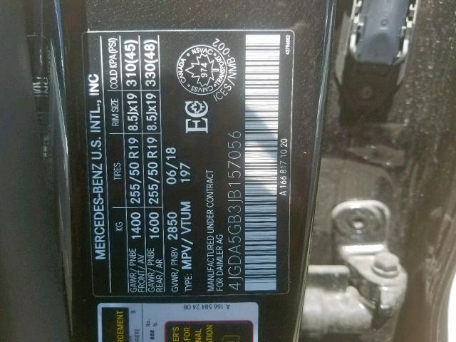 4JGDA5GB3JB157056 - 2018 MERCEDES-BENZ GLE 400 4M BLACK photo 10