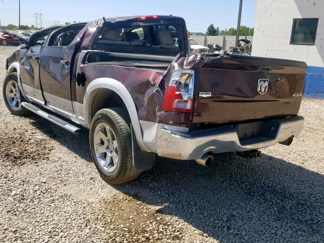 1C6RD7NT8CS154902 - 2012 DODGE RAM 1500 L MAROON photo 3