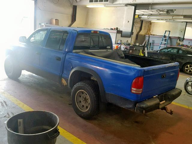 1B7HG38N22S511118 - 2002 DODGE DAKOTA QUA BLUE photo 3