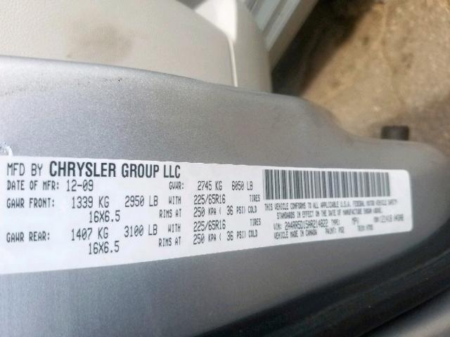 2A4RR5D15AR214822 - 2010 CHRYSLER TOWN & COU SILVER photo 10