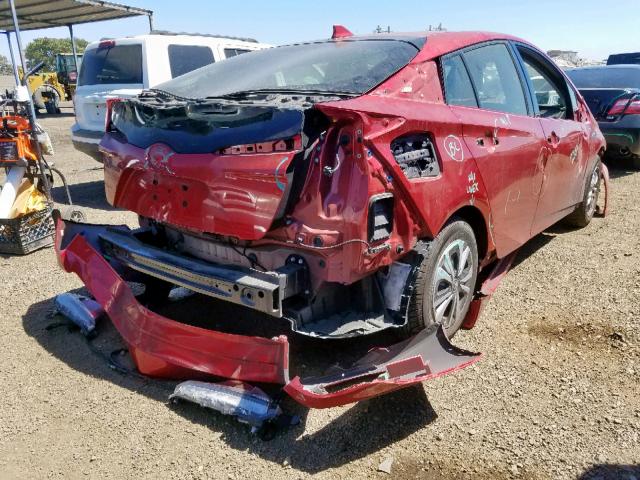 JTDKARFP8H3019517 - 2017 TOYOTA PRIUS PRIM 红色 照片 4