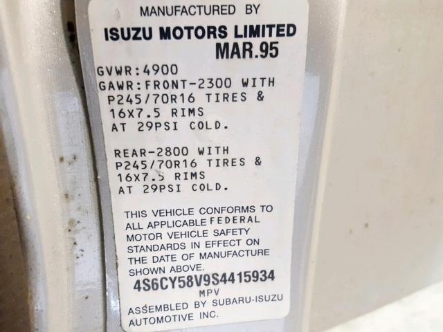 4S6CY58V9S4415934 - 1995 HONDA PASSPORT E 灰色 照片 10