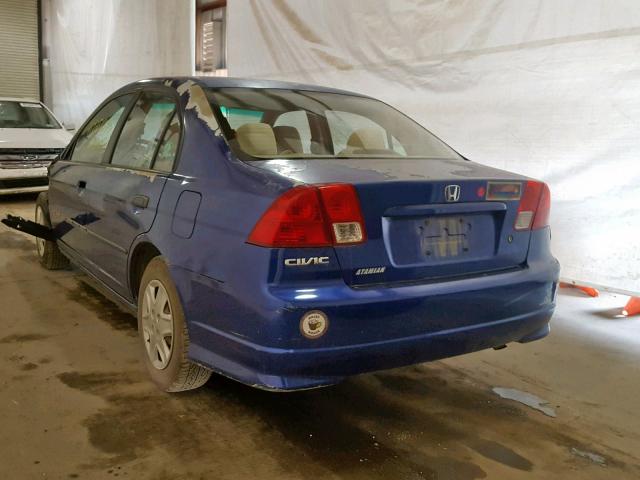 2HGES16355H558602 - 2005 HONDA CIVIC DX V BLUE photo 3