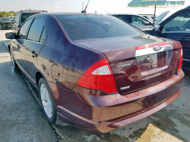 3FAHP0JA1CR249522 - 2012 FORD FUSION SEL BURGUNDY photo 3