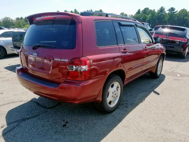 JTEEP21A750068383 - 2005 TOYOTA HIGHLANDER RED photo 4