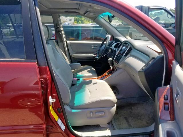 JTEEP21A750068383 - 2005 TOYOTA HIGHLANDER RED photo 5