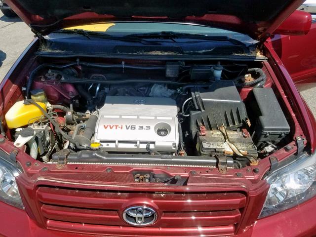 JTEEP21A750068383 - 2005 TOYOTA HIGHLANDER RED photo 7