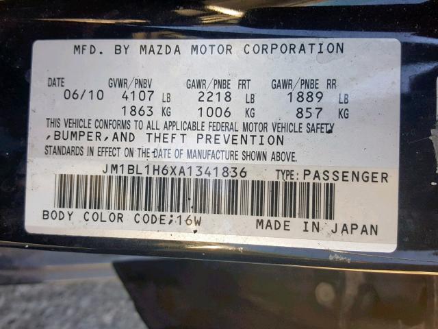 JM1BL1H6XA1341836 - 2010 MAZDA 3 S BLACK photo 10