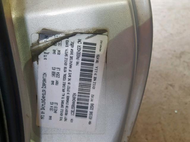 1C3EL55RX4N340724 - 2004 CHRYSLER SEBRING LX SILVER photo 10