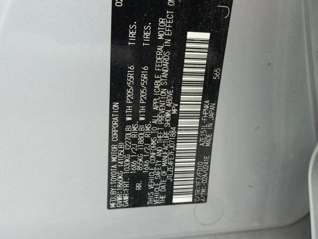 JTLZE4FE7FJ071884 - 2015 TOYOTA SCION XB ვერცხლისფერი ფოტო 10