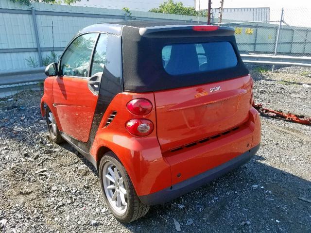 WMEEK31X18K172665 - 2008 SMART FORTWO PAS ORANGE photo 3