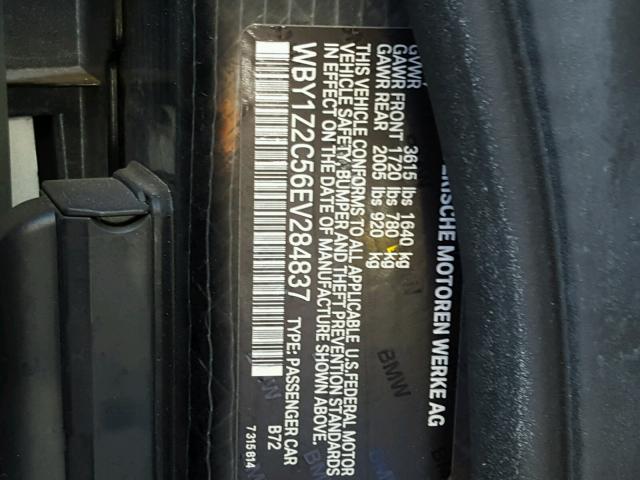 WBY1Z2C56EV284837 - 2014 BMW I3 BEV SILVER photo 10