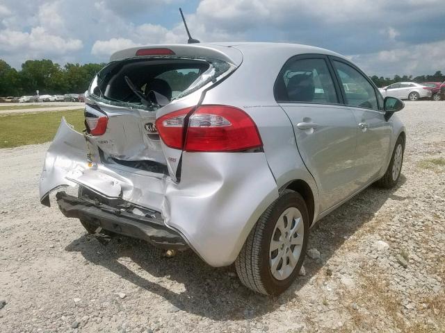 KNADM5A39E6376788 - 2014 KIA RIO LX SILVER photo 4