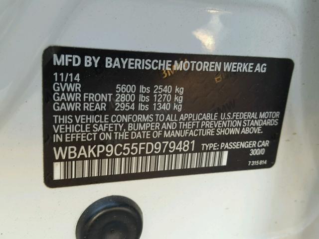 WBAKP9C55FD979481 - 2015 BMW 550 XI WHITE photo 10